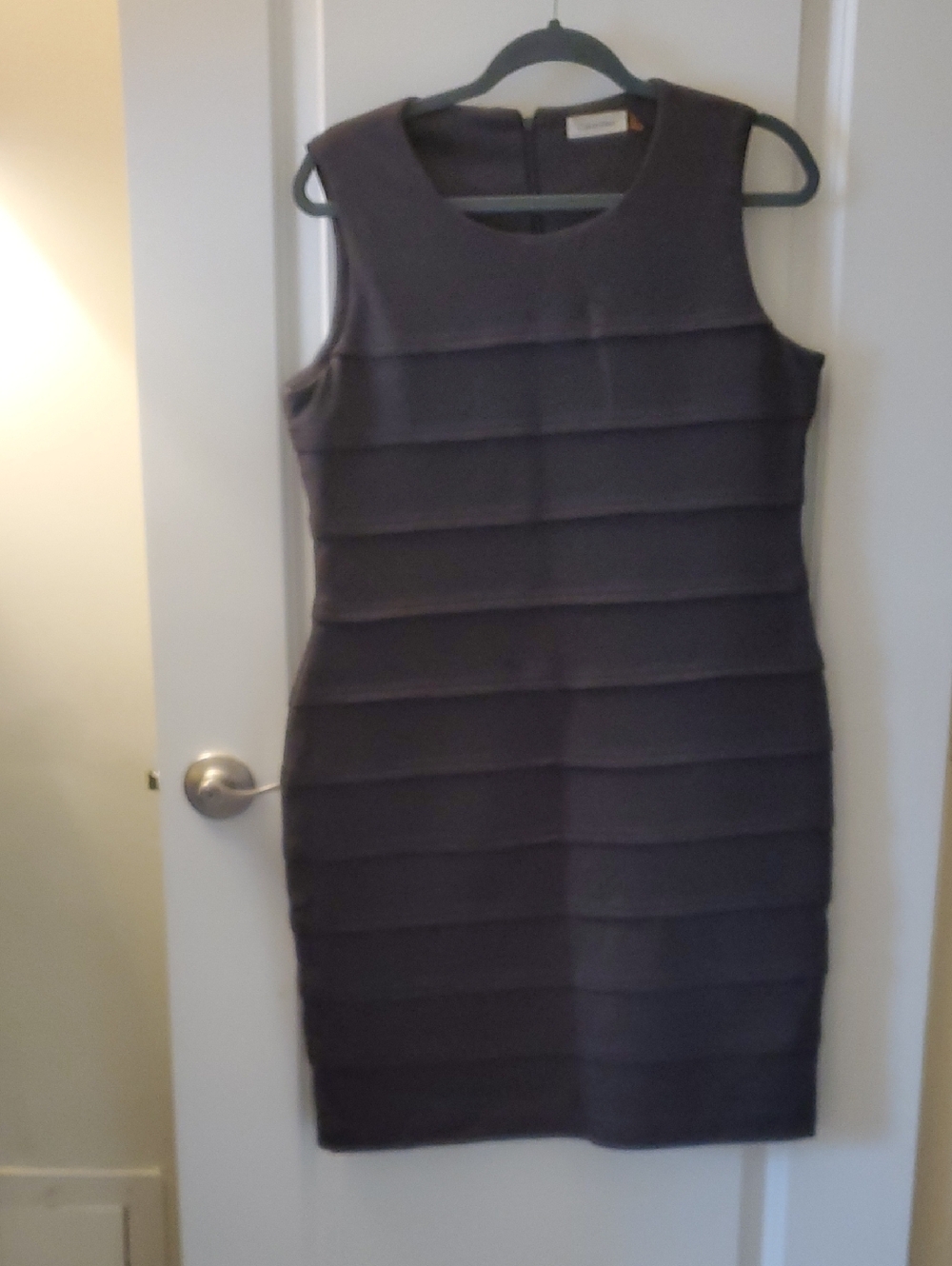 Calvin Klein Sleeveless Layered Midi Dress in Charcoal